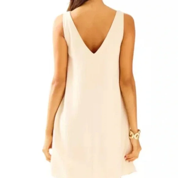 Lilly Pulitzer FIA DRESS Sand Dune Embellished Gold Beige XS - Picture 4 of 11